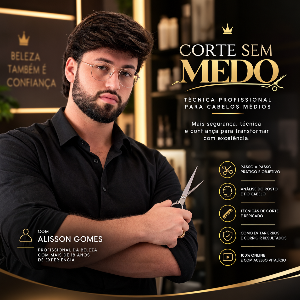 Capa do curso Corte Sem Medo com o professor